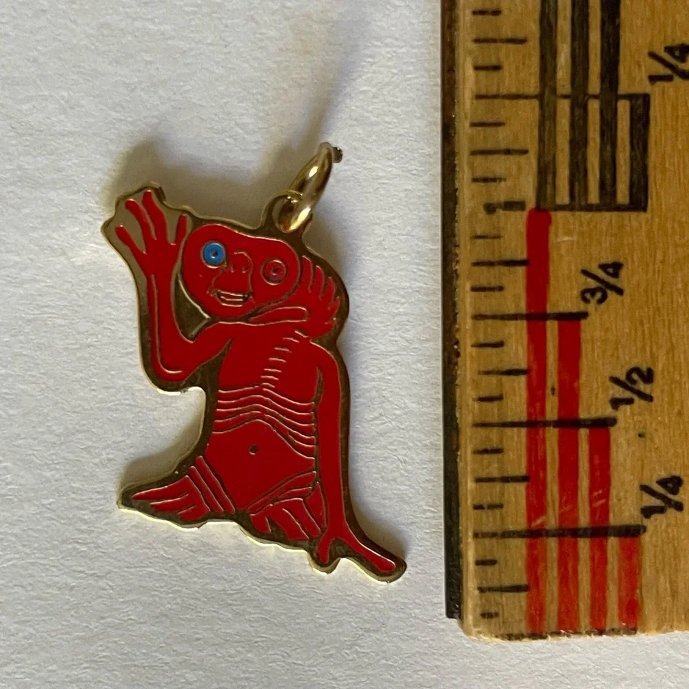 Red Enamel ET Charm or pendant  - vintage NOS